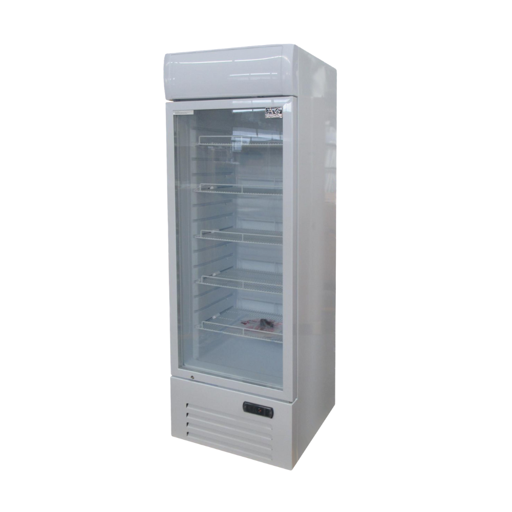 383L Upright Glass Door Display/Drinks Fridge - White with Light Box